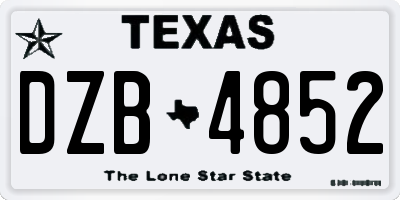 TX license plate DZB4852