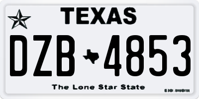 TX license plate DZB4853