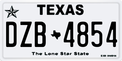 TX license plate DZB4854