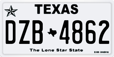 TX license plate DZB4862
