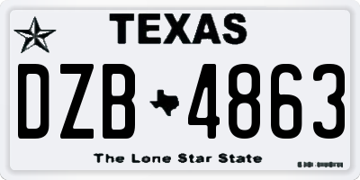 TX license plate DZB4863