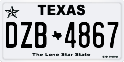 TX license plate DZB4867