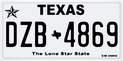 TX license plate DZB4869