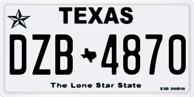 TX license plate DZB4870