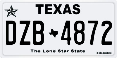 TX license plate DZB4872