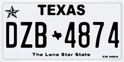 TX license plate DZB4874