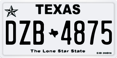 TX license plate DZB4875