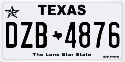 TX license plate DZB4876