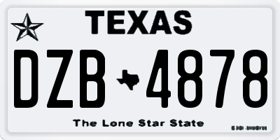 TX license plate DZB4878