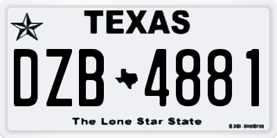 TX license plate DZB4881