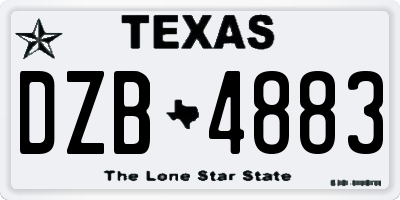 TX license plate DZB4883