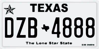 TX license plate DZB4888