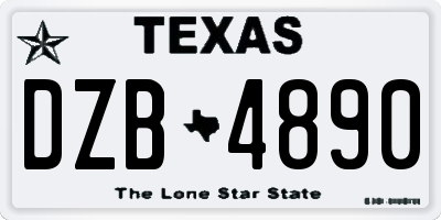 TX license plate DZB4890