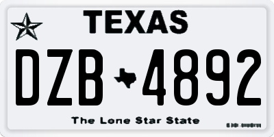 TX license plate DZB4892