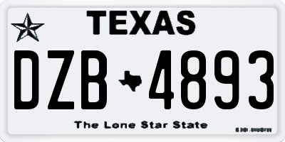 TX license plate DZB4893