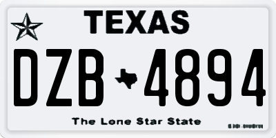 TX license plate DZB4894