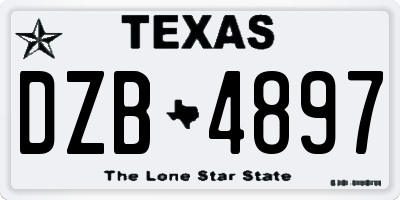 TX license plate DZB4897