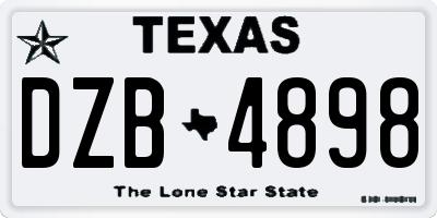 TX license plate DZB4898