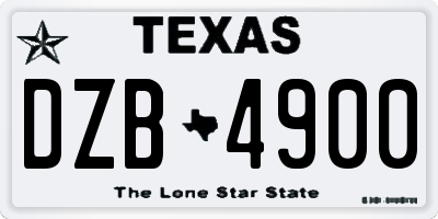 TX license plate DZB4900