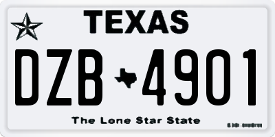 TX license plate DZB4901