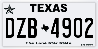 TX license plate DZB4902