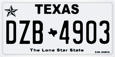 TX license plate DZB4903