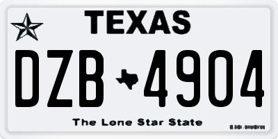 TX license plate DZB4904