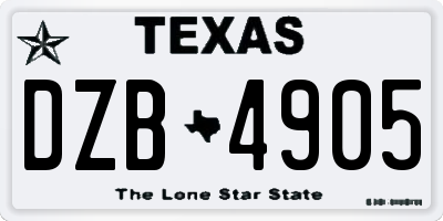 TX license plate DZB4905
