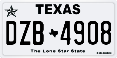 TX license plate DZB4908