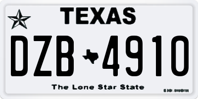 TX license plate DZB4910