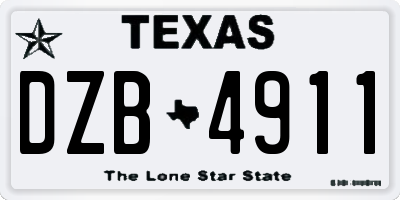TX license plate DZB4911