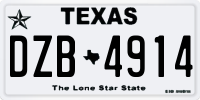 TX license plate DZB4914
