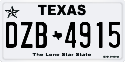 TX license plate DZB4915