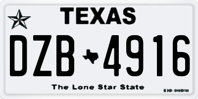 TX license plate DZB4916