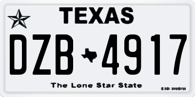 TX license plate DZB4917