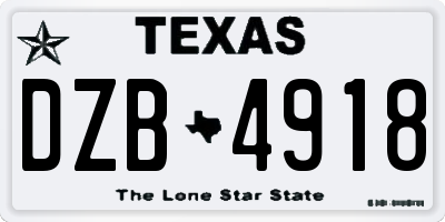 TX license plate DZB4918