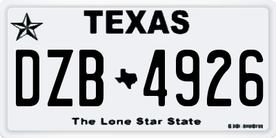 TX license plate DZB4926