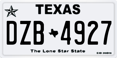 TX license plate DZB4927