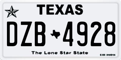 TX license plate DZB4928