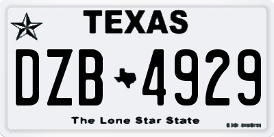 TX license plate DZB4929