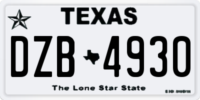 TX license plate DZB4930