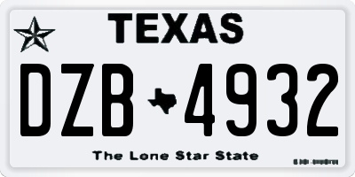 TX license plate DZB4932