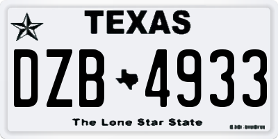 TX license plate DZB4933