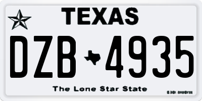 TX license plate DZB4935