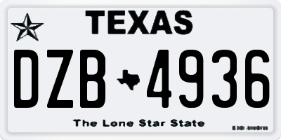 TX license plate DZB4936