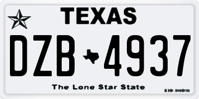 TX license plate DZB4937