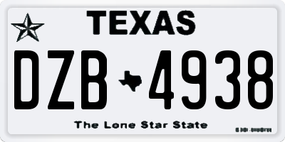 TX license plate DZB4938