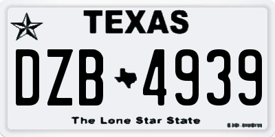 TX license plate DZB4939