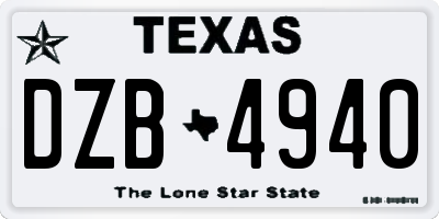 TX license plate DZB4940