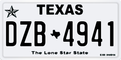 TX license plate DZB4941